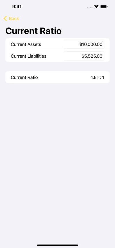 Current Ratio Calculator Screenshot